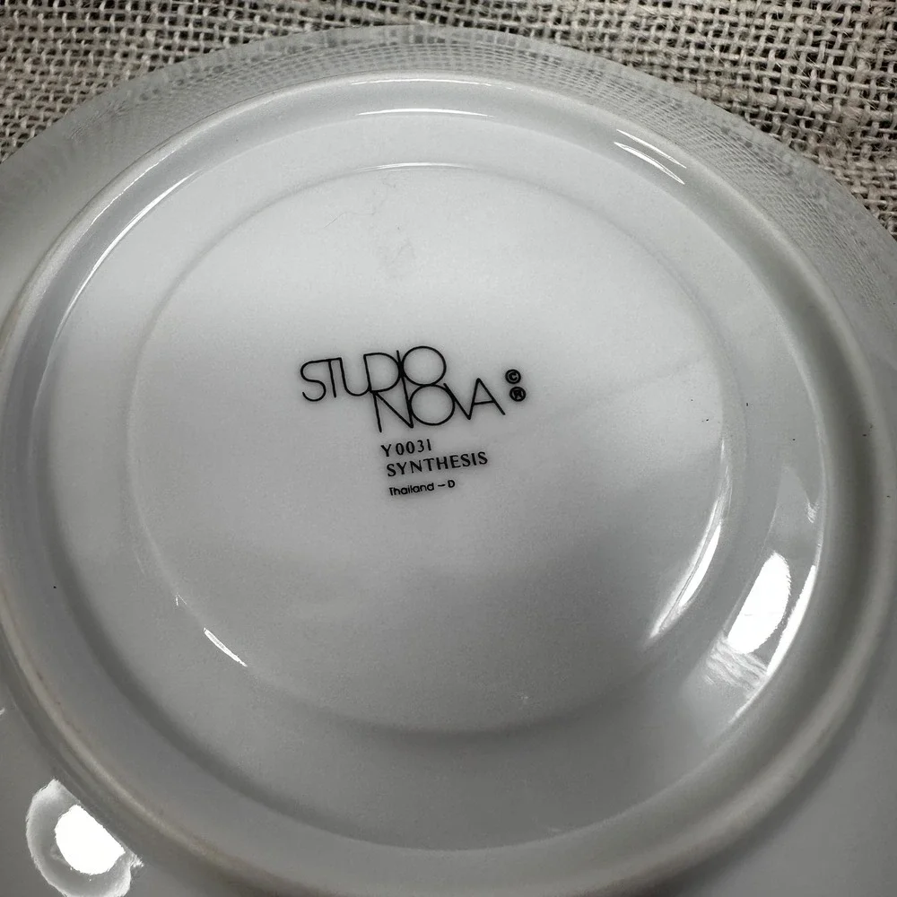 Studio Nova Synthesis Y0031 Octagonal Tea Cup Saucer Set Black Grey White 2pc